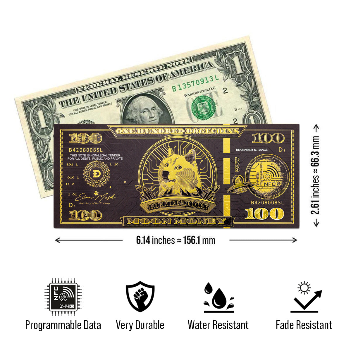 Cryptochips | Dogecoin Moon Money Physical Crypto Coin. Collectable cryptocurrency merch you can hodl